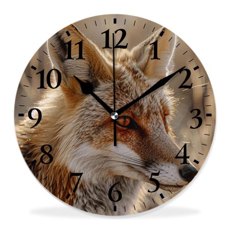 generic 14 inch Round Wall Clock,Red Fox in Nice Sunlight Winter Woodland forest Wild Animal Lovely,Silent Non-Ticking Wall Clock Decor for Home Office Kitchen Living Room Bedroom