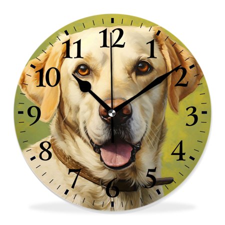 generic Silent Non Ticking 14 inch Round Wall Clocks,Labrador Retriever Dog Colorful,Decorative Clocks for Living Room Kitchen Bedroom