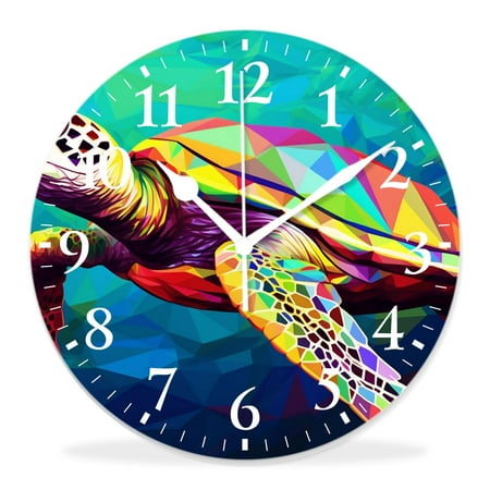 generic Silent Non Ticking 16 inch Round Wall Clocks,Colorful Turtle Beautiful,Decorative Clocks for Living Room Kitchen Bedroom