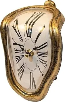 Generic Wall Clock - Sturdy, Silent, Dali-Inspired, 7 x 4.5 Roman Antique Gold