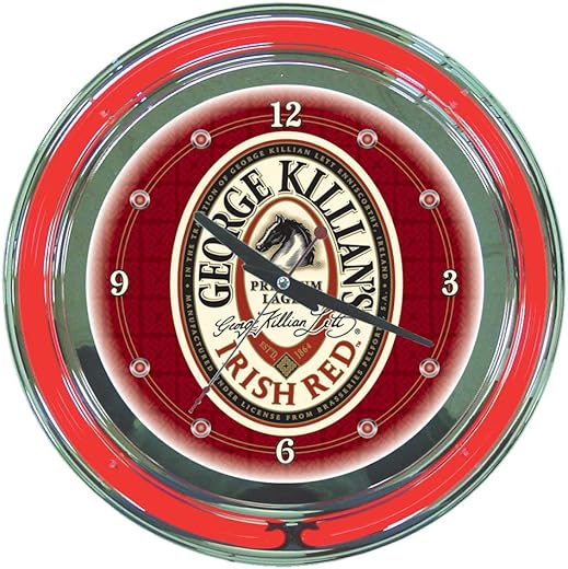 George Killian's Irish Red Chrome Double Ring Neon Clock, 14