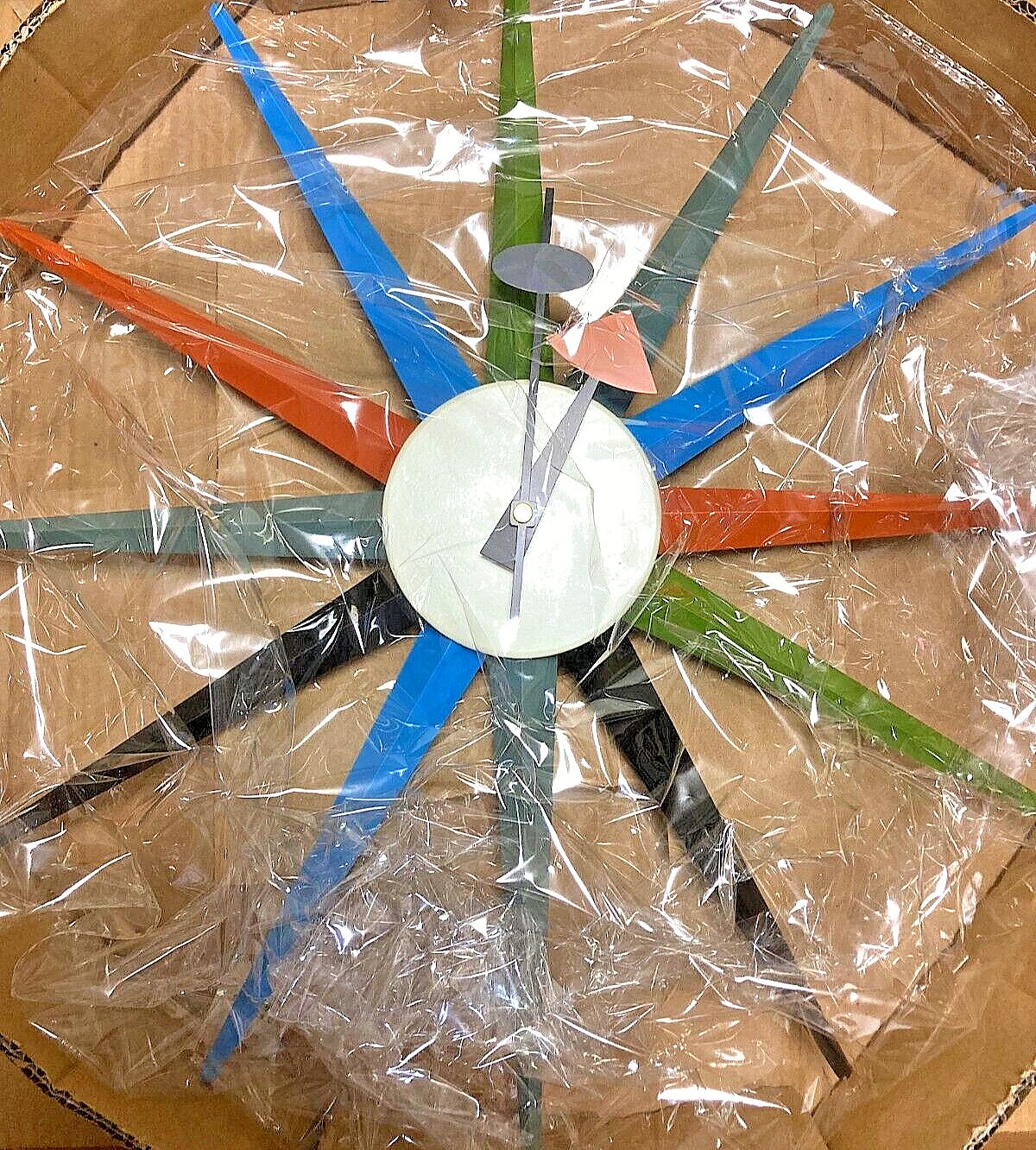 George Nelson wall Clock Multicolor Wood Sunburst Nelson clock NEW