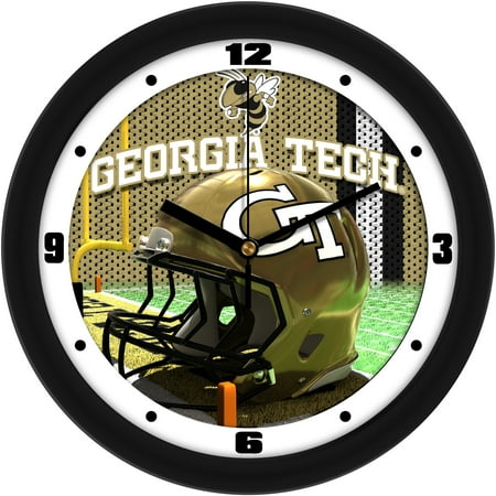 Georgia Tech Yellow Jackets 11.5'' Suntime Premium Glass Face Football Helmet Wall Clock