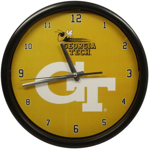 Georgia Tech Yellow Jackets Black Rim Basic Clock