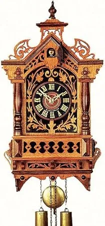 German Antique Replica Clock 8-Day-Movement 17.10 inch - Authentic Black Forest Cuckoo Clock by Rombach & Haas