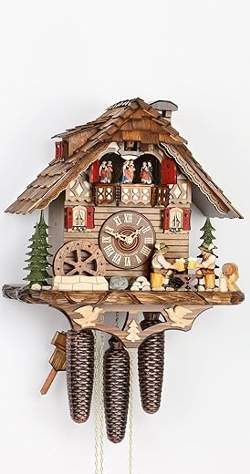 German Cuckoo Clock 8-day-movement Chalet-Style 15.00 inch - Authentic black forest cuckoo clock by Hekas