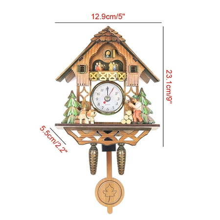 Germany Forest Clock Wooden Wall Clock Set With Pendulum Black US