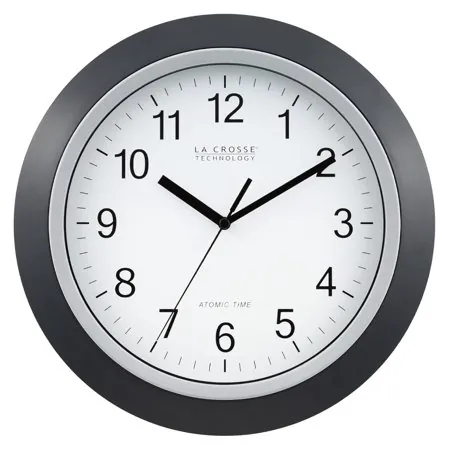 Gexandy WT-3129B 12 Inch Atomic Analog Wall Clock, Pack of 1, Black