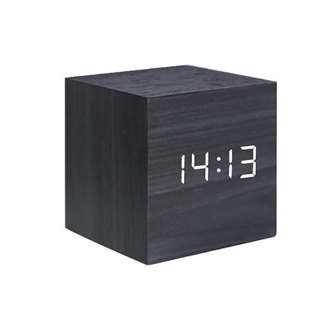 Gingko Cube Wooden Bell Sound-controlled Electronic Digital Alarm Clock LED Date Temperature Clock