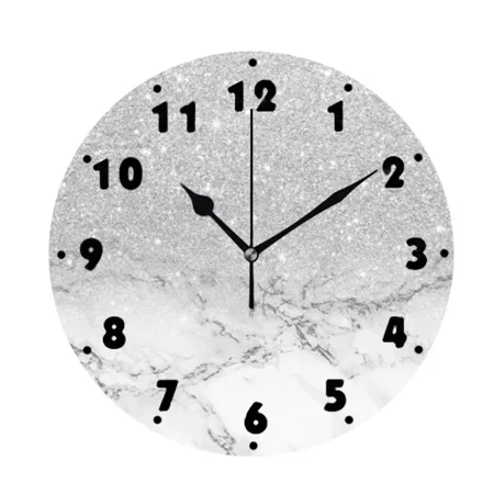 Girly Rose Gold Falling Glitter Confetti Metallic Sparkles Wall Clock Modern Living Room Marble Watch Hanging r