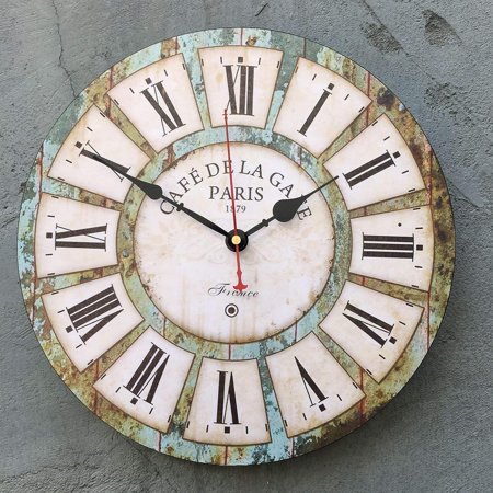 GIXUSIL 12 Inch Rustic Distressed Wall Clock Retro Wood Decorative Clocks Slient No Ticking,for Living Room Farmhouse，Bedroom, Office ,Living Room, Kitchen Deco