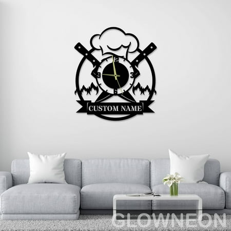 Glowneon Custom Chef Cook Wall Clock For Kitchen & Restaurant Decor