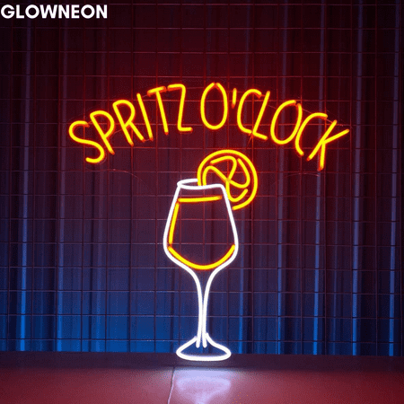 Glowneon Light Up Cocktail Bar With Spritz O'Clock Neon Led Wall Art