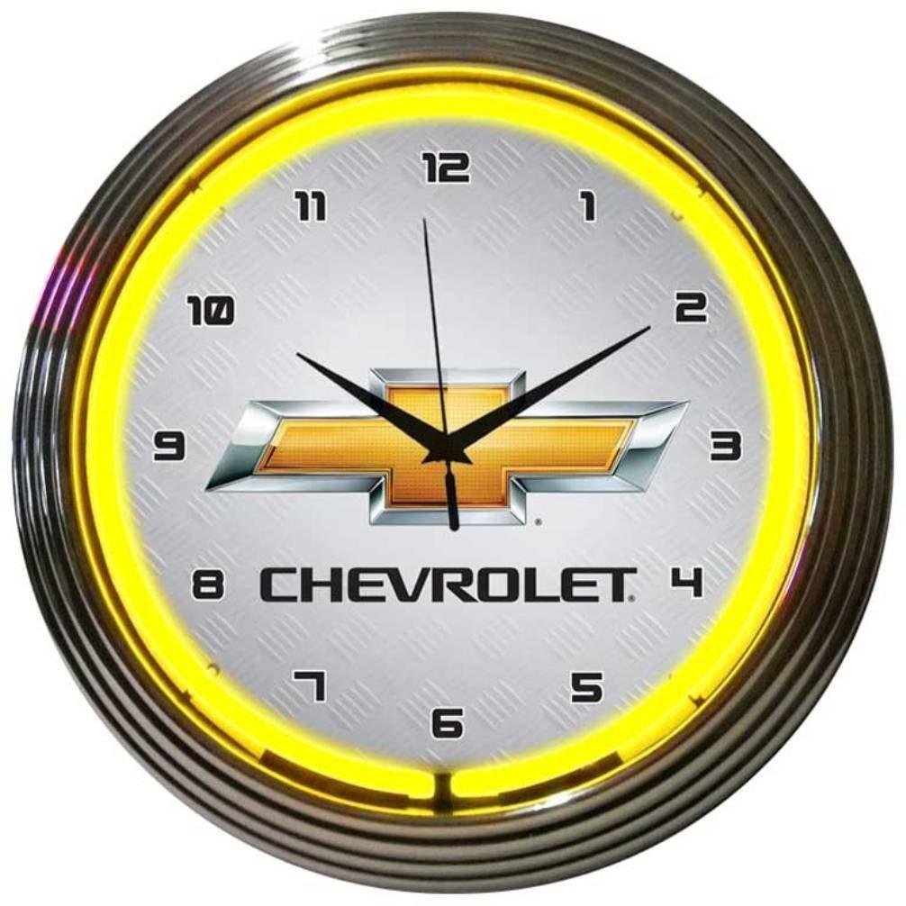 GM Chevrolet Yellow Neon Clock 15"x15"