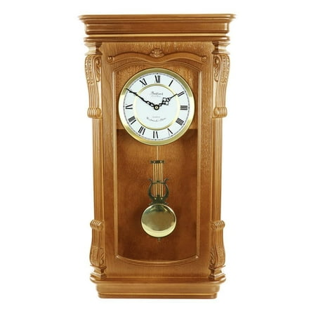 Golden Oak Chiming Pendulum Wall Clock