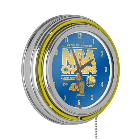 Golden State Warriors NBA Champs Retro Neon Analog Wall Clock with Pull Chain