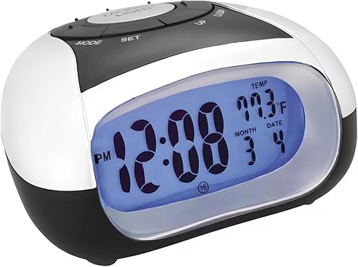 GoodDeals-English Sentry Talking Alarm Clock, Ideal for Bedrooms, Heavy Sleepers, Adults, Kids. LED Designs to Practical Table Clocks (Black & White)