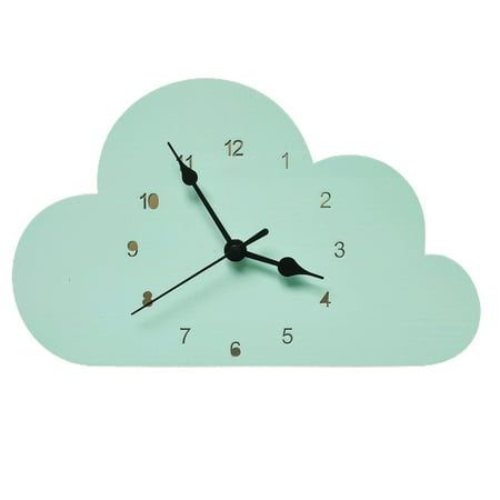 Grandest Birch Hanging Clock Delicate Removable Cloud-shaped Cartoon Kids Room Wooden Wall Clock for Daily Use Nordic Style Wall-m