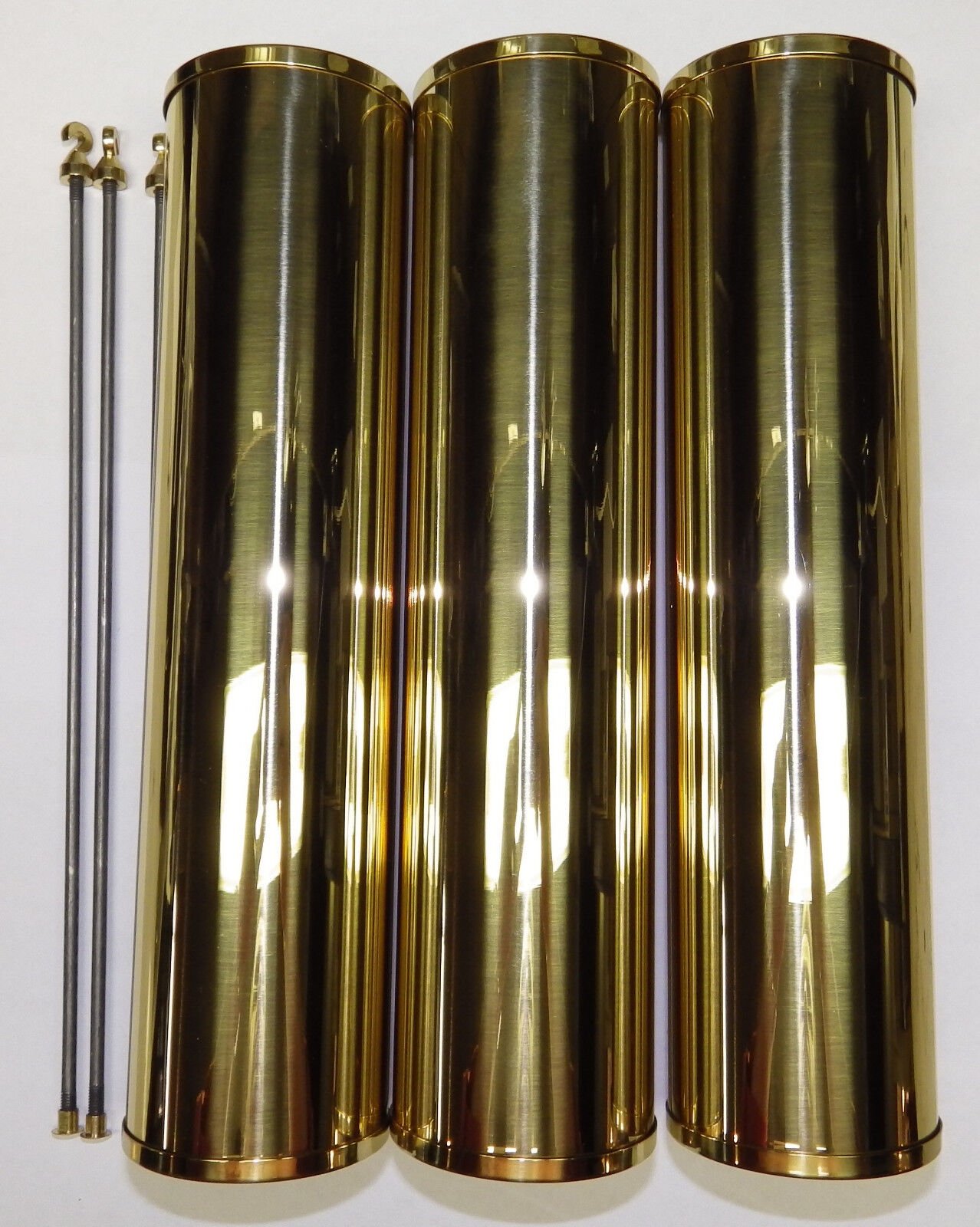 Grandfather Clock Weight Shells Set 3 Polished Brass Howard Miller 60 x 245 mm