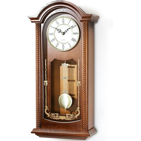 ® Grandfather Vintage Wall Clock with Pendulum and Chime, Hour/Quarter-Hour Chime, Frame, Large Vintage Wall Clock for Living Room,Home Decor Gift