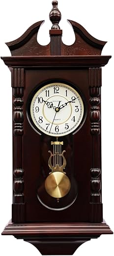 Grandfather Wall Clocks Battery Operated for Living Room Decor, Traditional Wood Wall Pendulum Clock with Westminster Chime, Makes A Great Housewarming Or Birthday Gift