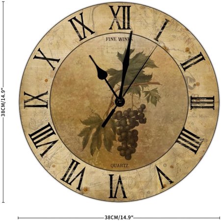 Grape Wine Clock French Paris Retro Kitchen Clock Wine 15 Inch Large Wall C