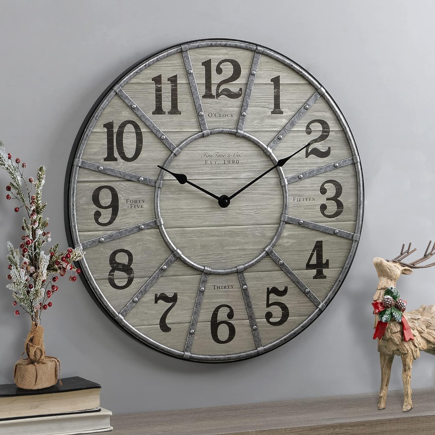 Gray/Galvanized 27" Cooper Wall Clock