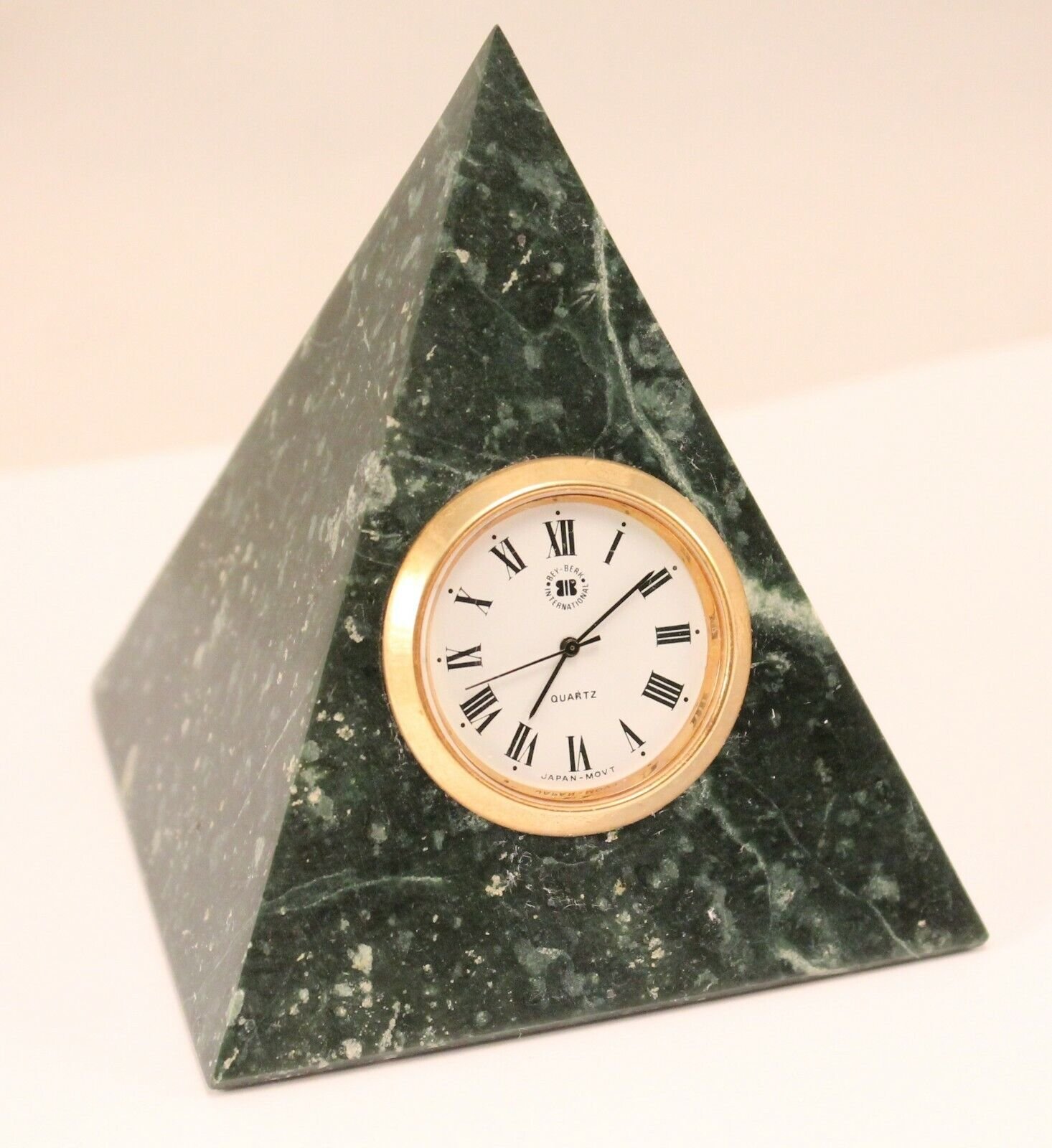 Green Marble Pyramid Quartz Desk Clock Bey Berk International