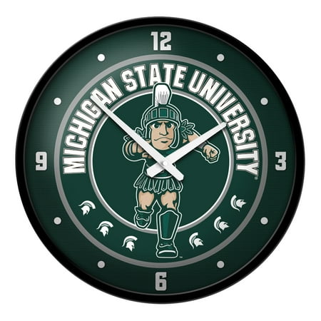 Green Michigan State Spartans Mascot Modern Disc Wall Clock