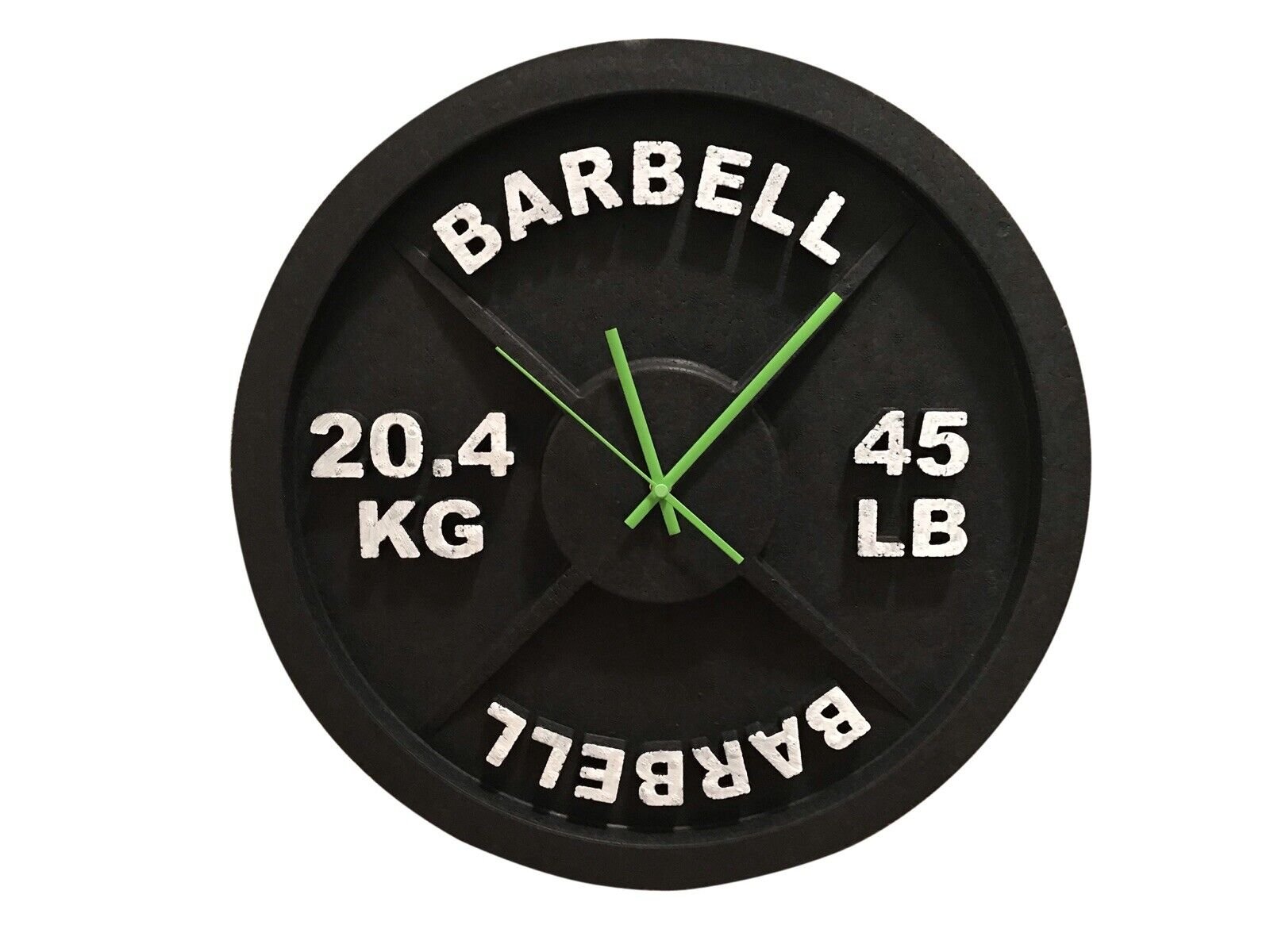 Gym Fitness Decor Barbell Wall Clock Green Movement