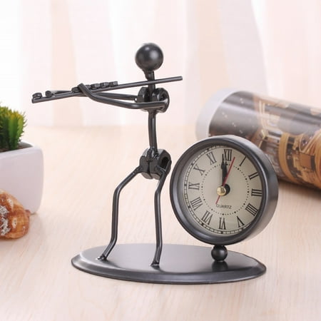 GZHCGSM Creative Iron Stainless Steel Small Desk Clock Iron Retro Personality Clock Gift Birthday Gift Iron Table Alarm Clock With Musical Instruments Gadgets Decoration Craft