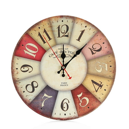 GZHCGSM Desk Clock Vintage Style Non-Ticking Silent Antique Wood Wall Clock for Home Kitchen Office Alarm Clocks for Bedrooms