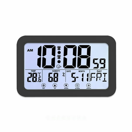 HAHUT Large Display Digital Wall Clock with Temperature Humidity and Date Digital Calendar Alarm Clock Digital Atomic Clock for Home Office