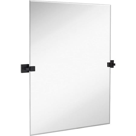 Hamilton Hills Large Squared Modern Pivot Rectangle Mirror with Brushed Chrome Wall Anchors | Silver Backed Adjustable Moving & Tilting Wall Mirror | 20 x 30 Inches