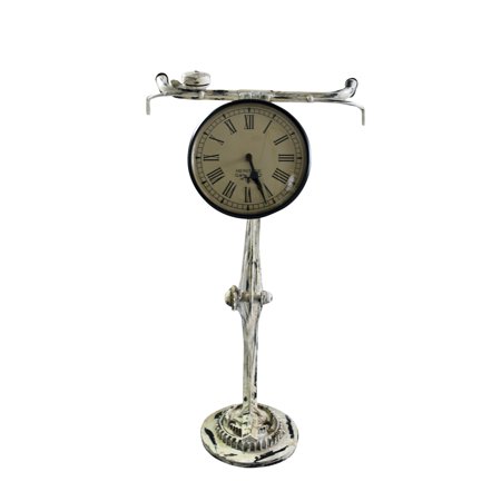 Hand Crafted Iron Floor Clock made from a Bicycle, White