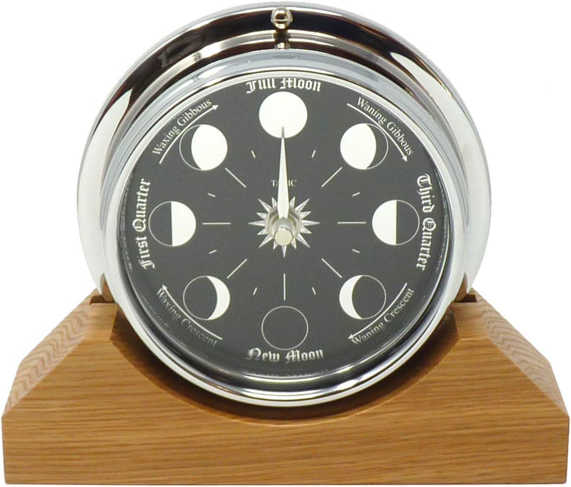 Handmade Prestige Moon Phase Clock on an English Oak Mantel/Display Mount