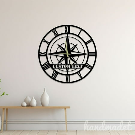 Handmadetneonsign Compass Large Wall Clock Unique, Year Date Round Wall Clock, Text Oversize Wall Clock 55804