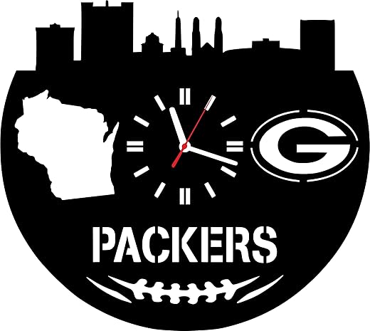 Handmade Wooden Wall Clock Football Gifts for Men Women Girls her Wife mom Fans Packer Lover Home Decor