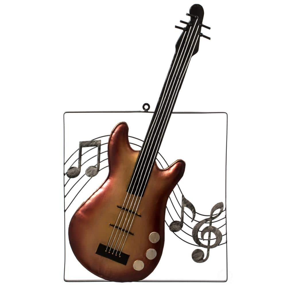 Hanging Metal Guitar Musical Note Wall Art Decor Sculpture for Home Bar...