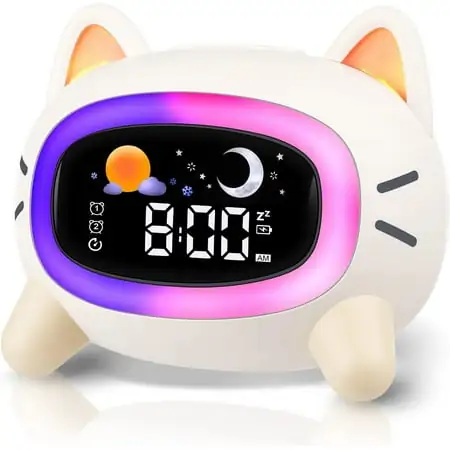 Hansang Kids Alarm Clock,Ok to Wake Clock with Sleep Training, Night Light,Beige Digital Clock