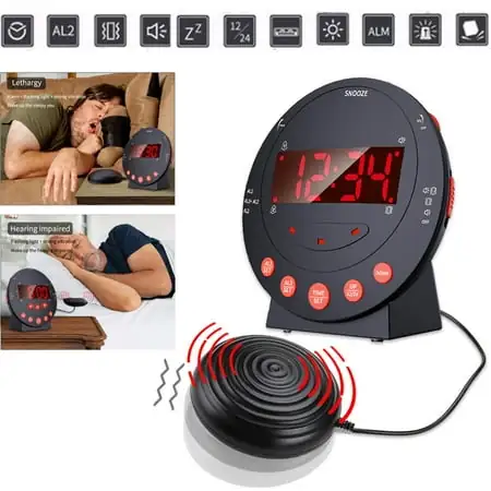 Haokaini Sonic Boom Alarm Clock, Extra Loud Vibrating Dual Alarm Clock, Loud Alarm Clock with Bed Shaker Vibrator and Digital Display, Vibrating Alarm Clock for Heavy Sleepers