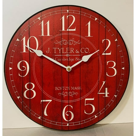 Harbor Red Wall Clock | Beautiful Color, Silent Mechanism, Made in USA