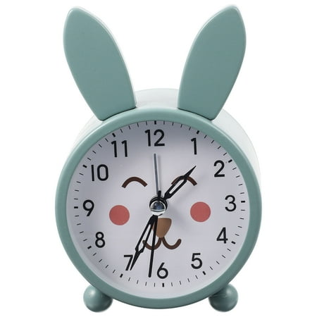 Hareemi Adorable Cartoon Rabbit Shape Clock Desktop Decorative Silent Clock Luminous Zodiac Bunny Clock