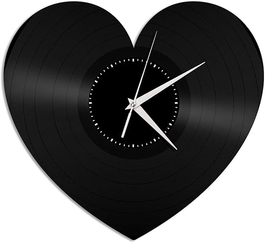 Heart Shape Vinyl Wall Clock Record Gift for Valentines Day Home Room Decoration Vintage Design Office Bar Room Home Decor