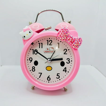 Hello Kitty cartoon alarm clock Kawaii creative mute bedside alarm simple clock rhinestone cute alarm clock Christmas giftft