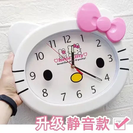 Hello Kitty new cute kawaii style bedroom living room girl heart children's room creative large silent wall clock gift wholesale