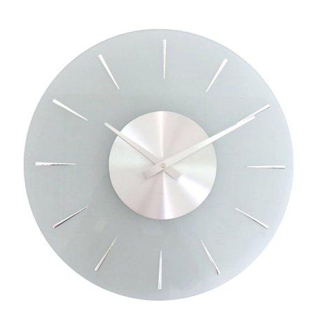 Hermle 14 White and Silver Round Glass Wall Clock