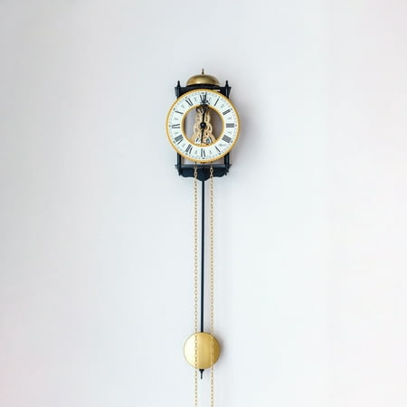 Hermle 25 Black and Gold Round Skeleton Pendulum Wall Clock