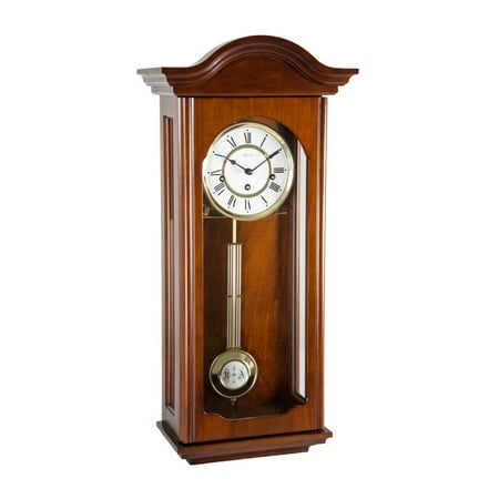 Hermle 26 Brown and White Antique Regulator Pendulum Wall Clock