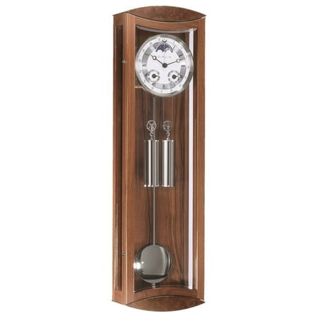 Hermle 31 Walnut Brown and Silver Rectangular Regulator Pendulum Wall Clock